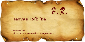 Hamvas Réka névjegykártya